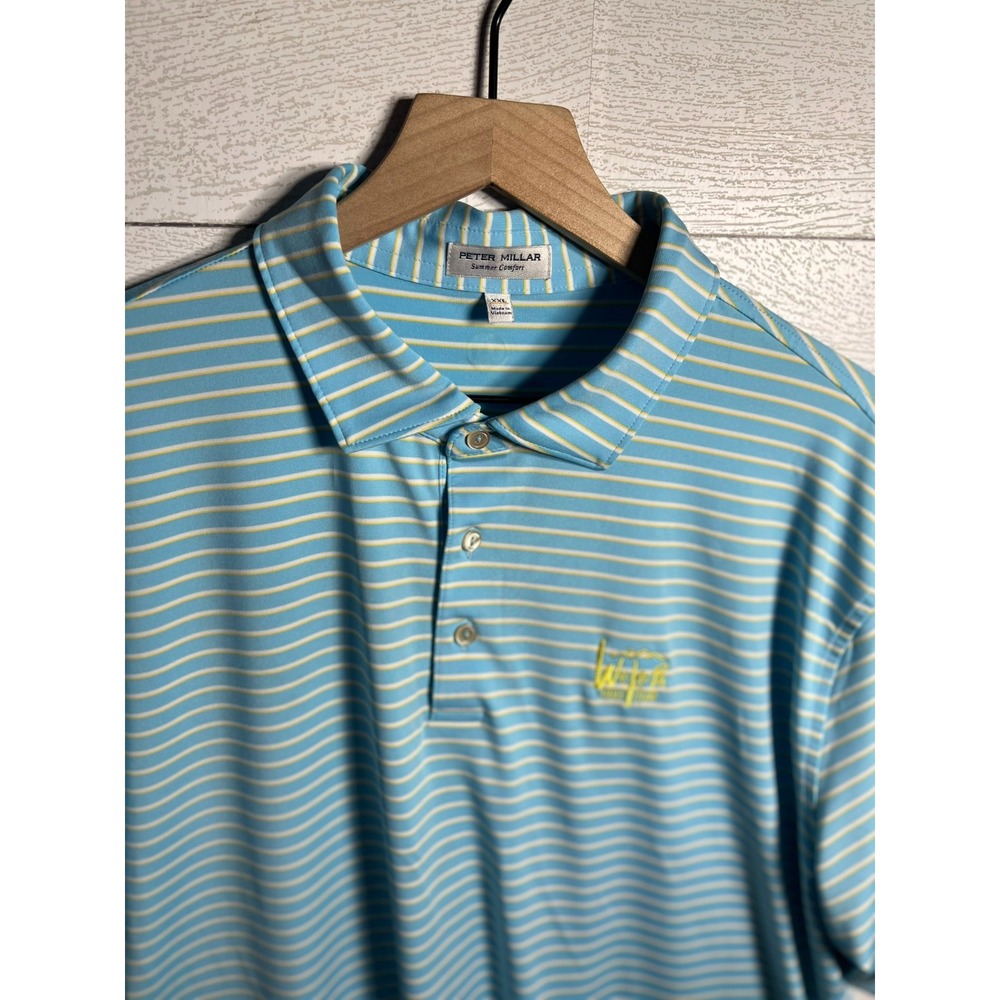 Peter Millar Mens XXL Summer Comfort Polo Blue Stripe We Ko Pa Golf Club Fort Mc